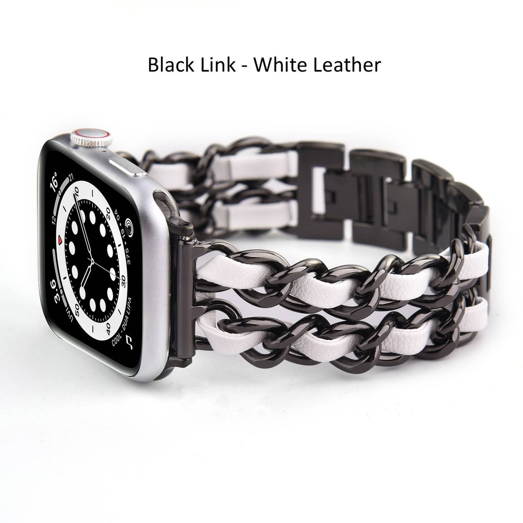 Braided Chain & Leather Apple Watch Band