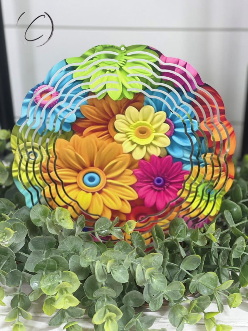 3D Rainbow Daisy Wind Spinner